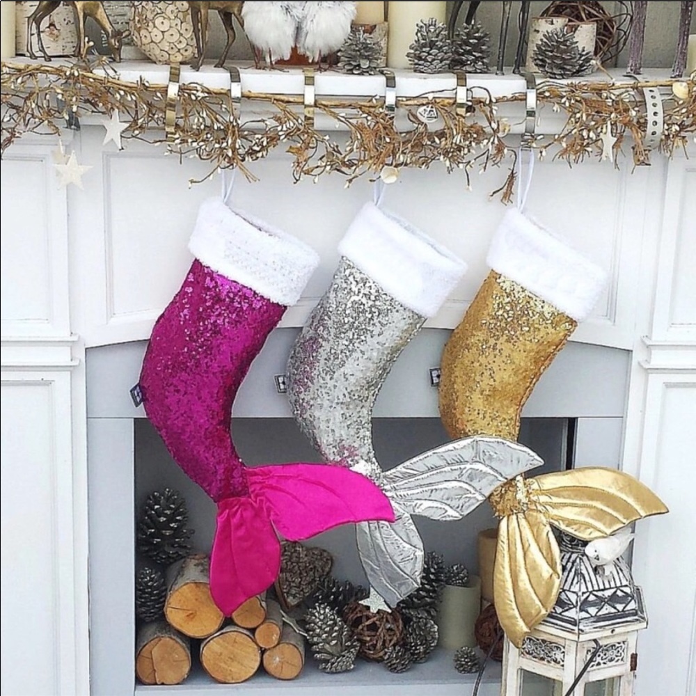 LAST ONE! PINK Mermaid Tail Christmas Stocking - Picture 3 of 4
